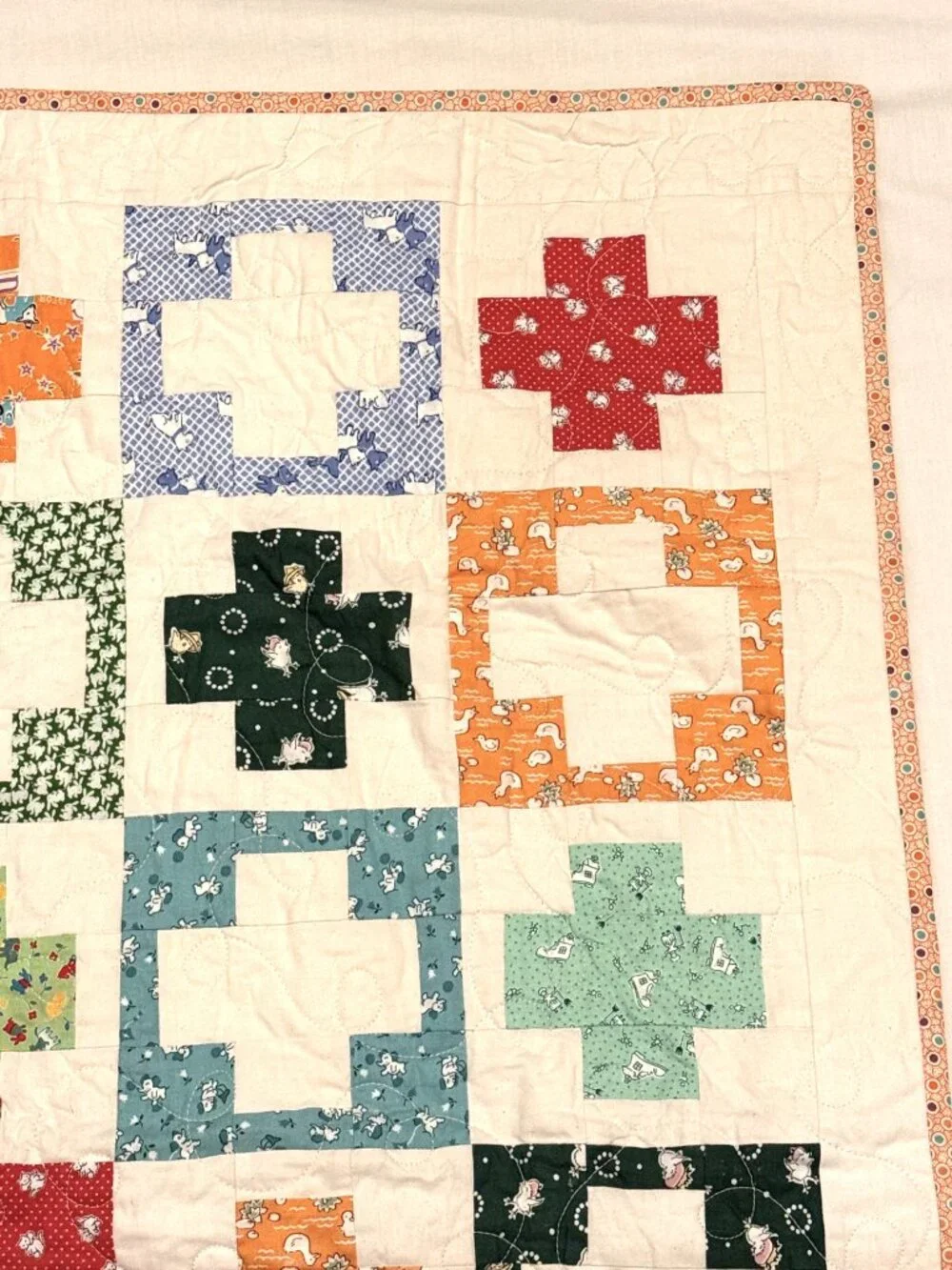 Handmade Patchwork Baby Crib Blanket Quilt Plus Charmed Pattern Animals Cottage